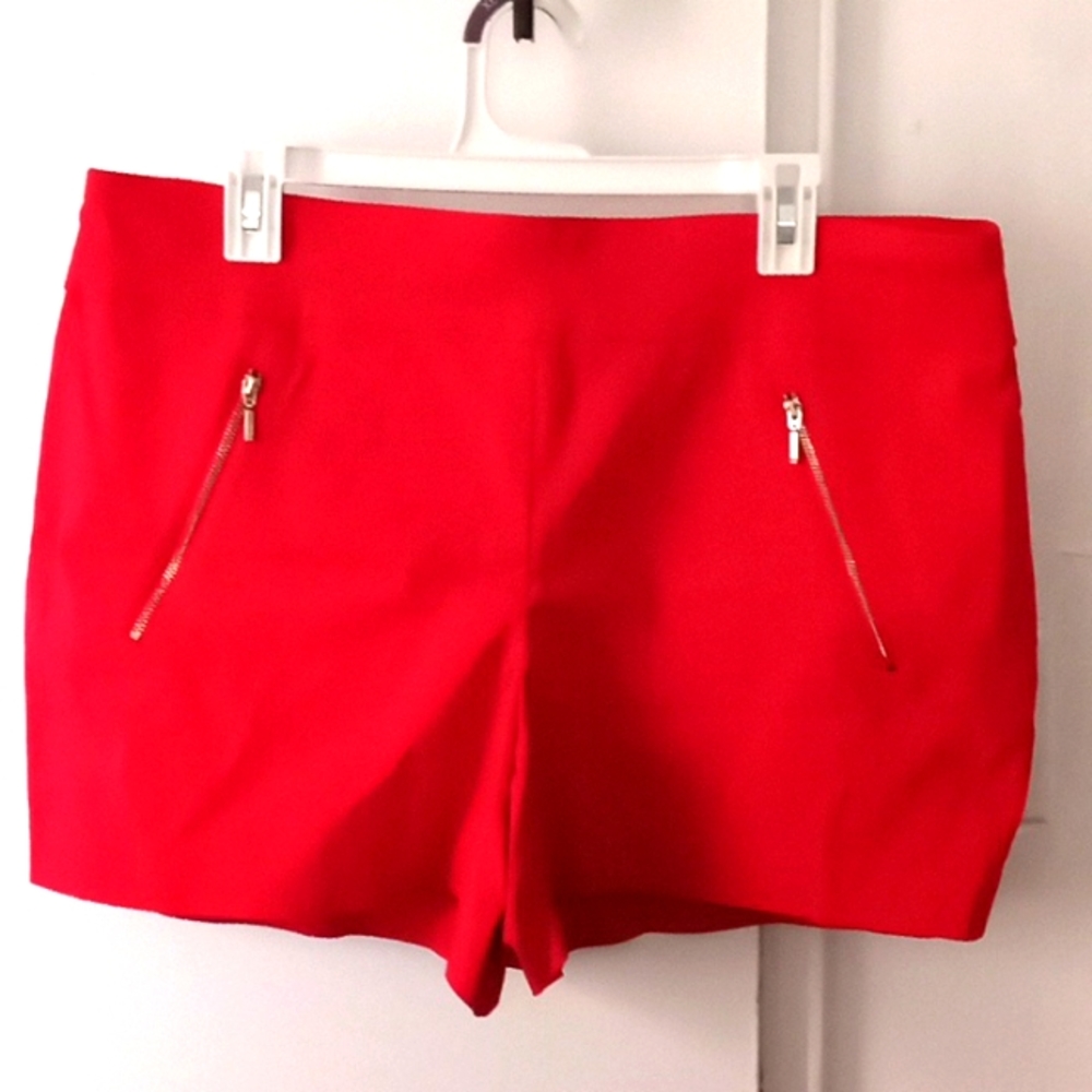 Beautiful, red shorts with side zippers